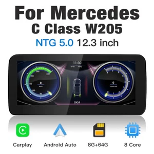 Auto Modul Nachrüstung 64GB CarPlay Headunit Mercedes Benz C GLC 2014-18 W205 DE - Picture 1 of 12