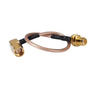 RP SMA Buchse Stecker Schott Mitte auf SMA Stecker rechter Winkel Zopf Kabel RG316 - Bild 1 von 3