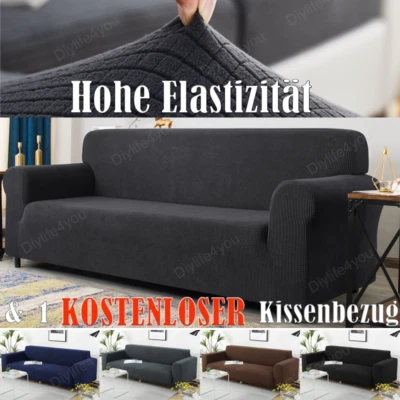 1/2/3/4 Sitzer Stretch Sofabezug Sofa Überzug Ecksofa Abdeckung Couch Sofahusse - Bild 1 von 4