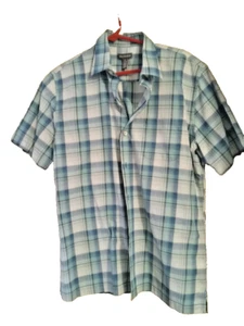 Van Heusen Vestito Camicia Uomo Taglia M Teal/blu/bianco Manica Corta Bottoni M - Foto 1 di 2