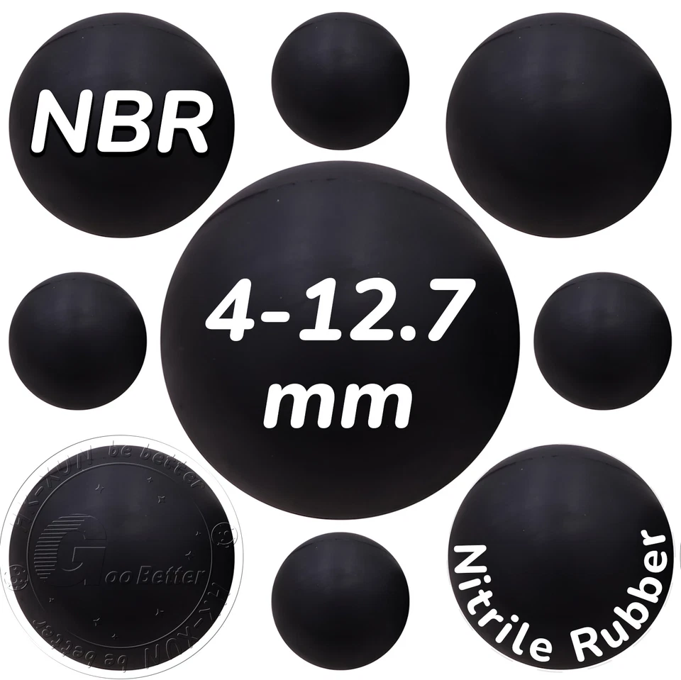 GOOBETTER NBR 70 Nitrile Rubber Balls 4mm-12.7mm Black Round Solid Rubber Ball Bouncy Ball