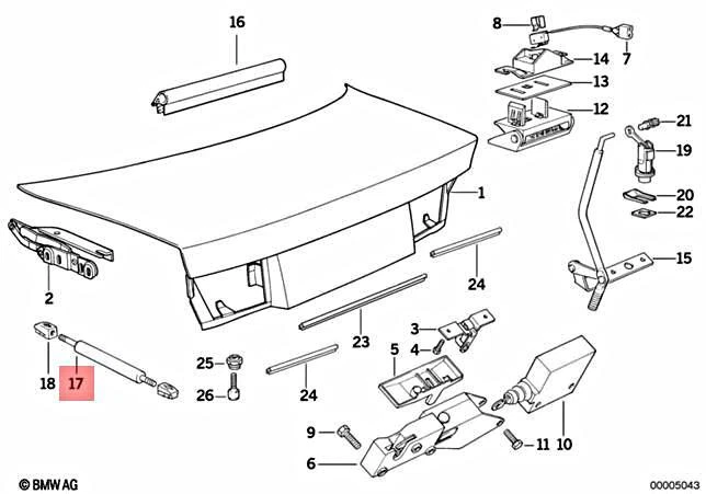 Muelle presurizado de gas 51241940810 OEM BMW E31 840Ci 840i 850Ci 850Ci 850CSi Foto 1 de 1