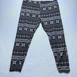 Faded Glory womens leggings 2XL Christmas Snowflake Print Holiday Soft Knit XXL - Picture 1 of 6