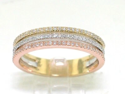 Diamant Ring 585 Tricolorgold 14Kt Gold 99 Diamanten total 0,25ct Wesselton - Bild 1 von 4