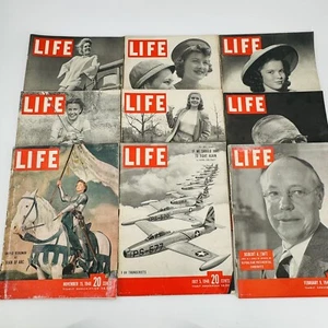 Vtg Lot Of 9 1942 & 1948 Life Magazines WWII MCM Great Ads - Bild 1 von 12