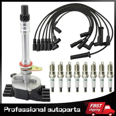 Spark Plug + Wire Ignition Distributor For GMC Cadillac Chevy V8 5.0L 5.7L 7.4L - Image 1 of 4