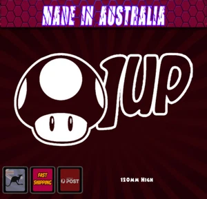 Bumper sticker 1up Sticker - White Mario Funny JDM Laptop Decal Vinyl drift - Picture 1 of 3