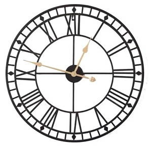 DESIGNO Black Metal Wall Clock for Home Roman Numerals 60cm RE* - Picture 1 of 36