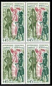 France 1972 Umbrella,Fashion in theDirectory Era,Dress,Clothes,Mi.1837,Bl.x4,MNH - Picture 1 of 1