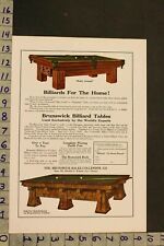 1914 SPORT BILLARD TABLE DE BILLARD STICK ACAJOU BRUNSWICK CHICAGO AD SH52