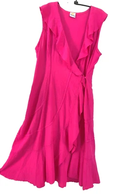 Vestido Cárdigan Dunes XL Gasa LARGO Cubrir Corbata Frontal Top Rosa Caliente Volantes Oh My Foto 1 de 4