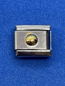 Golden embossed circle round spot dot stud Charm Link For A Nomination Bracelet - Picture 1 of 4