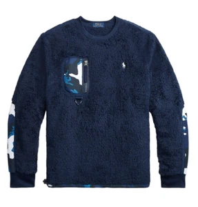 NEW MEN'S M POLO RALPH LAUREN HYBRID FLEECE TECH SWEATSHIRT CRUISE NAVY CAMO - Picture 1 of 3