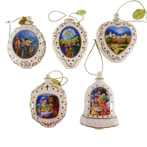Lote de 5 adornos navideños iluminados belén vintage Danbury como nuevo - Imagen 1 de 9