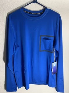 Outerknown Active Shirt Men's Medium Blue Coolmax Stretch Long Sleeve $88 Retail - Picture 1 of 7