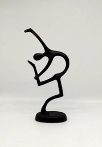 De colección Negro Metal Fundido Escultura Persona Yoga Baile Gimnasta Estiramiento 12,5 In - Imagen 1 de 17