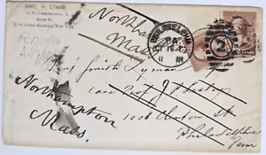 S.H. Lyman, US Comm., NYC--Benj. S. Lyman, Philly, PA/F'wded to MA/2, 2-C./1884! - Picture 1 of 2