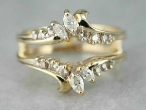 2 Ct Lab Created Diamond Solitaire Women Enhancer Guard Ring 14k Yellow Gold FN - Picture 1 of 4
