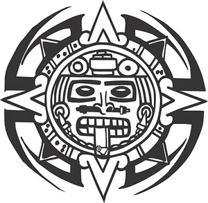 2 (PCS) Tribal Aztec Calendar Decals 20 Colors To Choose From - Foto 1 di 3