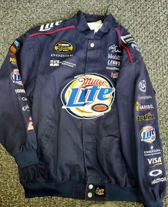 Vintage NASCAR Jacket NEXTEL MILLER LITE DODGE Racing XL Navy Chase AUTHENTIC - Picture 1 of 8