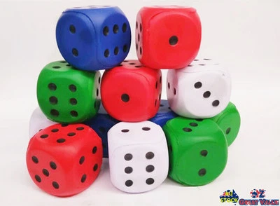 Pack of 12 Soft Foam Dice 5.5cm Child Kids Toy Activities Games Math Teaching OZ - image 1 of 3
