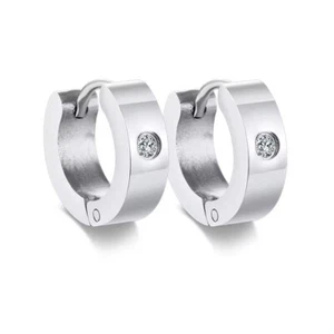 Damen Kinder Edelstahl Ohrringe Klapp-Creolen Zirkonia Ohrschmuck Modeschmuck - Bild 1 von 5