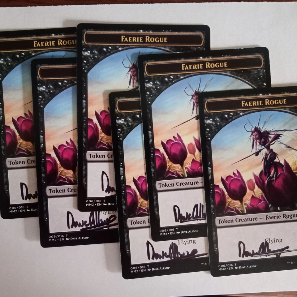 Magic The Gathering - 1x Signed Faerie Rogue Token (mtg) Black - Modern Maters 2 - Image 1 of 1