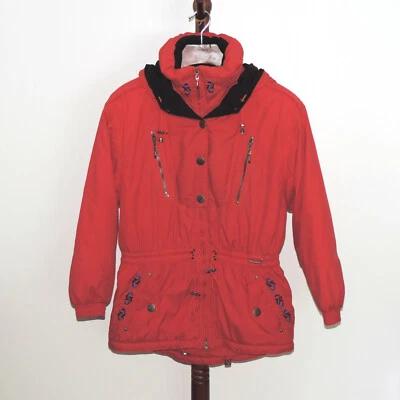 Skiing Passport Red Hooded Winter Ski Jacket Women's size Small - Image 1 of 4