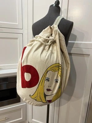 Bolso de lona The Gap 2001 algodón/lona LRG con fieltro rojo letra B y niña rubia Foto 1 de 4