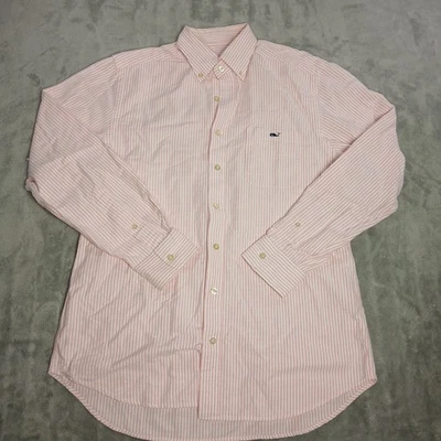 Vineyard Vines Tucker Shirt Mens M Slim Fit Pink White Stripes Long Sleeve Whale - Image 1 of 4