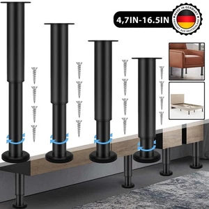4x Adjustable Metal Leg For Table Bed Frame Fixed Support Feet Cabinet 12~42cm - Picture 1 of 17