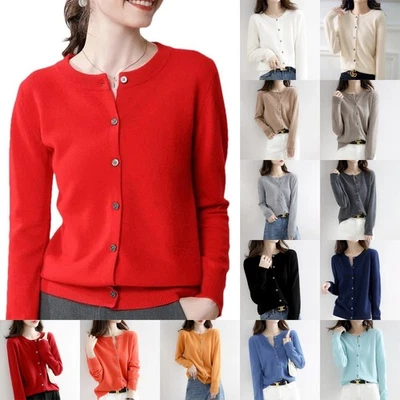 Womens Cardigan Soft Long Sleeve Spring Autumn Ladies Knitted Top Size 6-18 Gift - Image 1 of 4