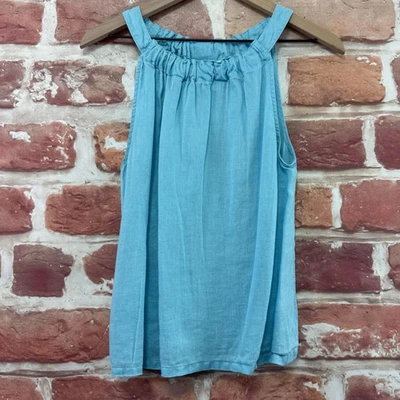C&C California Top Shirt Womens S Blue 100% Linen Casual Sleeveless Shift Tank - Image 1 of 4