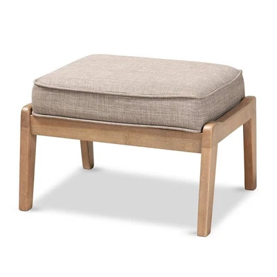 Baxton Studio Sigrid Light Grey Upholstered Antique Oak Wood Ottoman - Image 1 of 4
