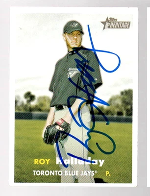 Roy Halladay 2006 Topps Heritage Autographed Signed Blue Jays Card #416 NM COA - Image 1 of 3