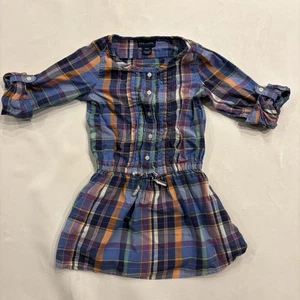 Vestido midi a cuadros Ralph Lauren para niñas talla 4 (4T) manga larga enrollada - Imagen 1 de 9