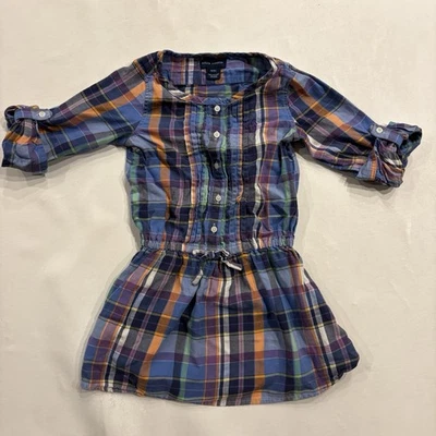 Vestido midi a cuadros Ralph Lauren para niñas talla 4 (4T) manga larga enrollada Foto 1 de 4