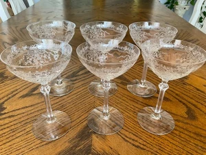 Fostoria Juni 6 klare geätzte Champagner Sherbet Gläser 6" - Bild 1 von 13
