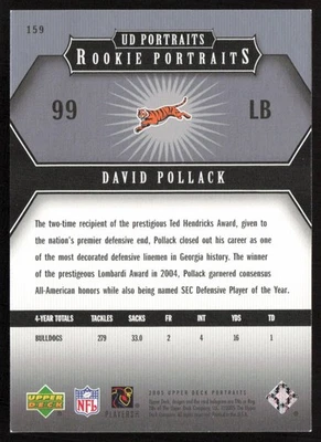 2005 Upper Deck Portraits Platinum /30 David Pollack #159 Rookie Bengals - Image 1 of 2