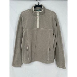 Vintage LL Bean Polartec Pullover Jacket Mens Small Green Fleece Snap T Sweater - Picture 1 of 10
