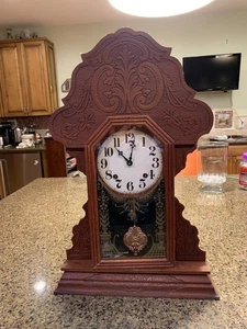 C1900 Precioso Reloj Eastlake Antiguo Madera Maciza Pan de Jengibre Timbre Estante Alto - Imagen 1 de 9