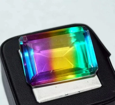 Tourmaline Multi- Color Emerald Cut 90+ Ct Natural EGL Certified Loose Gemstone - Image 1 of 4