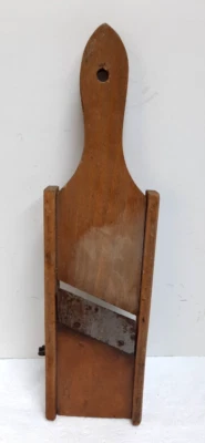 Trituradora cortadora de hierbas ensalada de col de madera vintage 12" de largo 3 1/4" de ancho hecha a mano Foto 1 de 4