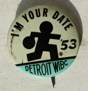 Bowling Detroit Michigan WIBC 1953 Bowling Tournament Souvenir Lithographed Pin - Picture 1 of 1