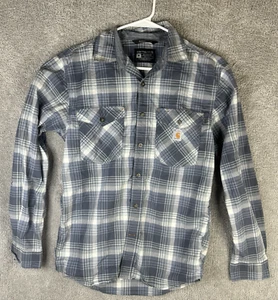 Carhartt Flannel Shirt Men's Medium Lightweight Relaxed Fit Plaid Button Up - Picture 1 of 6
