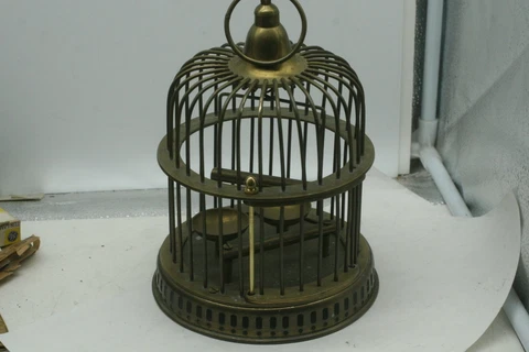 Vintage Mid Century Solid Brass Bird House Cage Cover