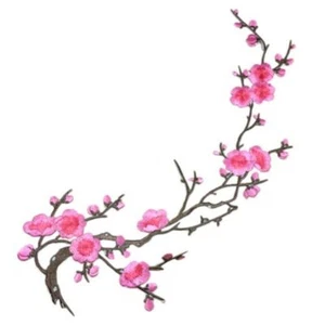 Flower Patch Embroidered Plum Blossom Beautiful Iron Sew on Applique Motif Craft - Picture 1 of 12
