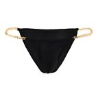Metal Chain Thong T Back Low Rise Lingerie Ice Silk Sexy Panties for Men