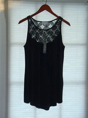 JOSEPH A. Camiseta sin mangas túnica superior de encaje negra talla M nueva con etiquetas $48 Foto 1 de 2