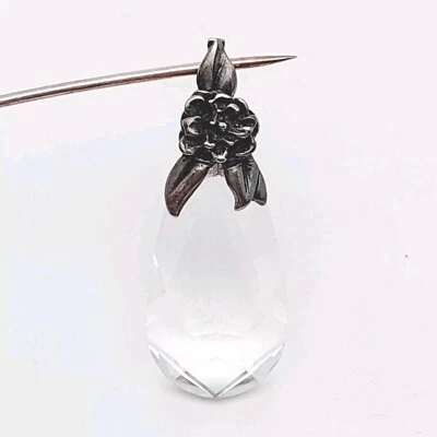 925er Silber Filigran Anhänger mit Bergkristall Vintage Trachtenschmuck  - Bild 1 von 4